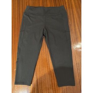 Gap Fit Leggings Women's Size XL Cropped Black High Rise Pockets EUC 19"